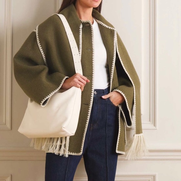 Toteme Scarf Jacket Green Wool Blend - Picture 2 of 6